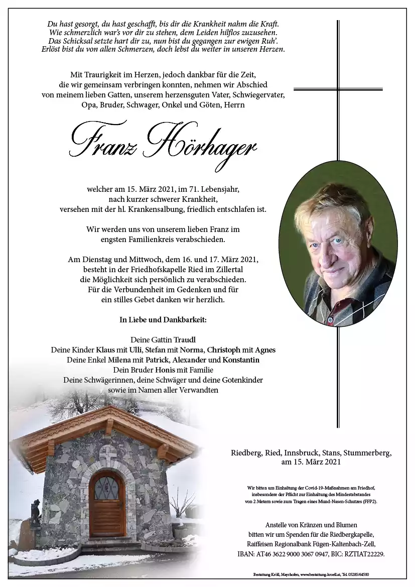 Parte von Franz Hörhager